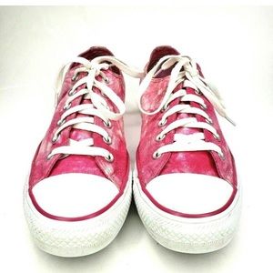 Hot pink tie-dye Converse tennis shoes